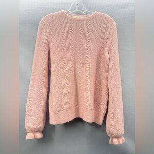 Boden Women’s Wool Blend Crew Neck Pullover Sweater Size 8 Romantic Ruffle Slv